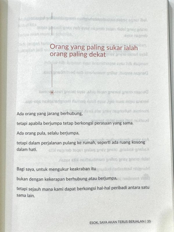 Esok, Saya Akan Terus Berjalan