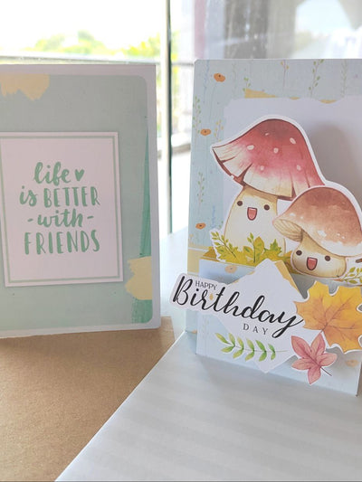 Mushroom Buddies  Birthday Pop Up Card